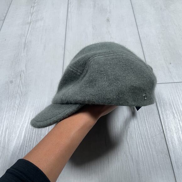 Rag & Bone Cashmere Baseball Cap Womens Riley Adjustable Gray Buckle Hat - Picture 3 of 7